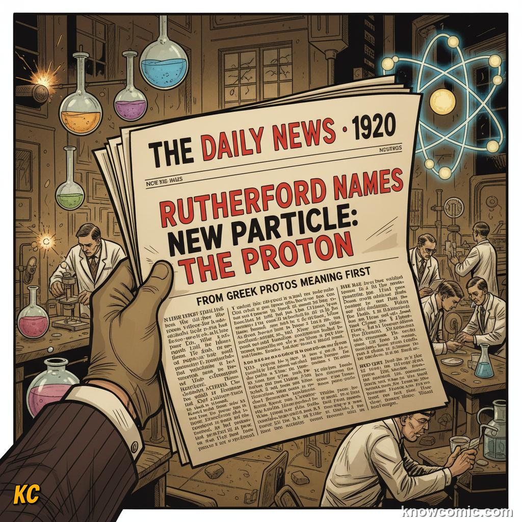 HOW RUTHERFORD FOUND THE PROTON: comic illustration from Topic 05: Protons & Atomic Number