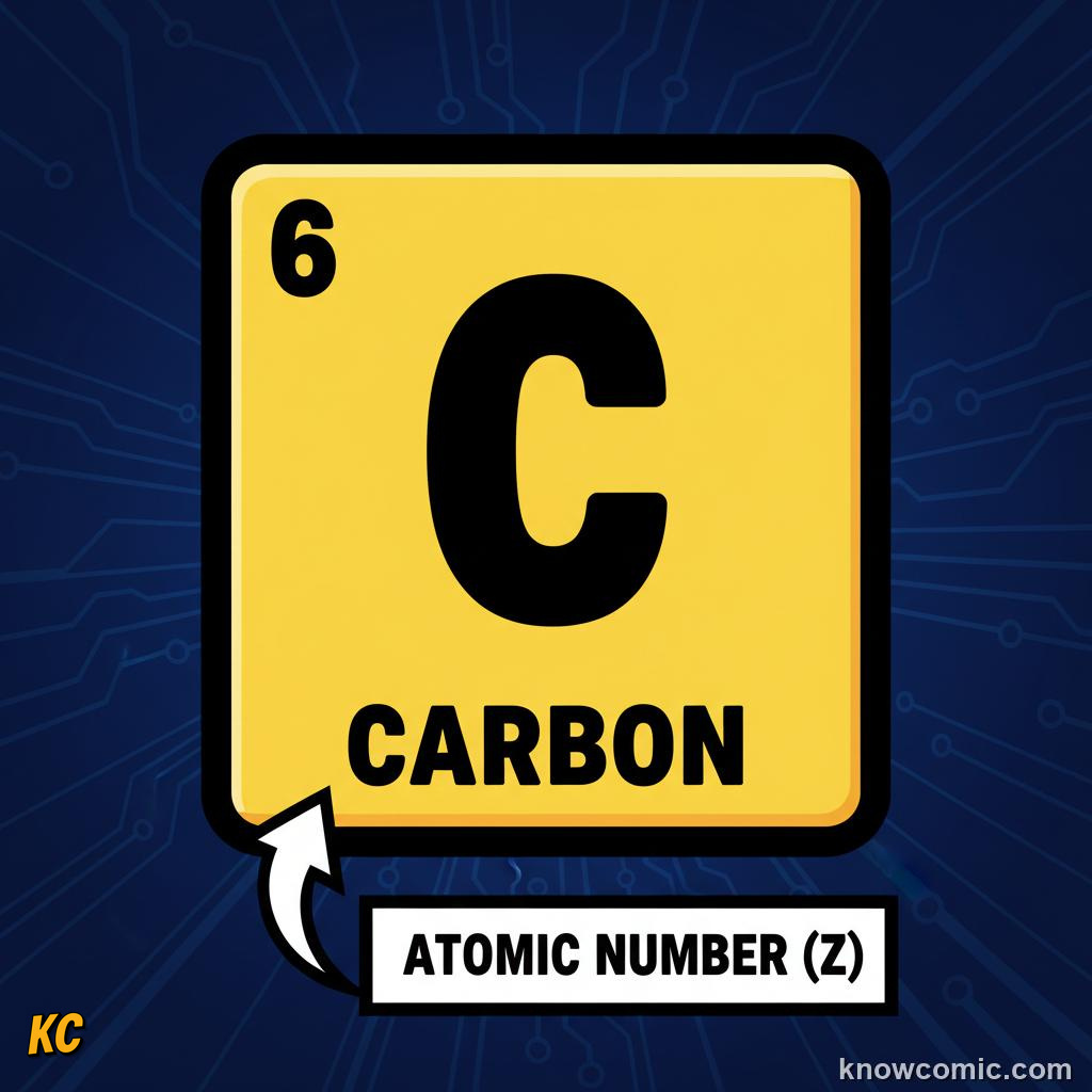 ATOMIC NUMBER = IDENTITY: comic illustration from Topic 05: Protons & Atomic Number