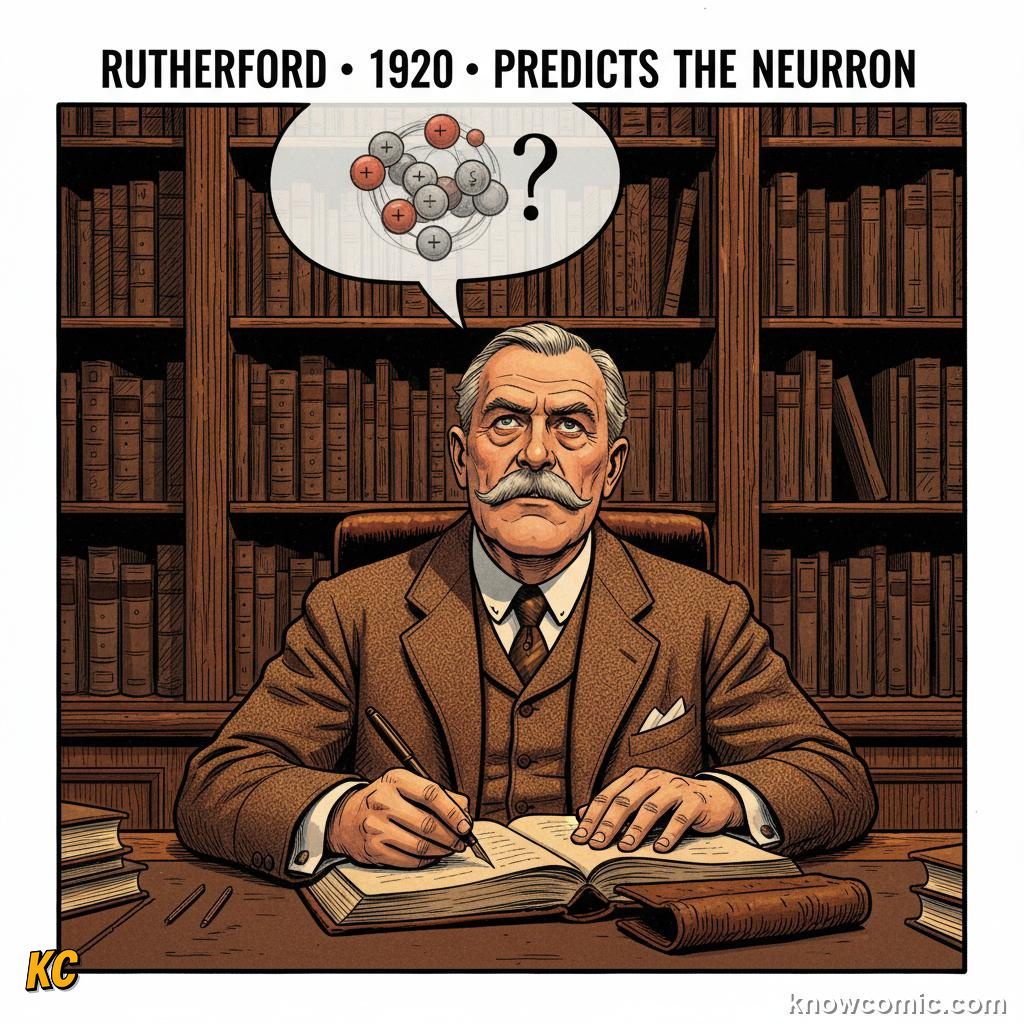 HOW CHADWICK CAUGHT THE INVISIBLE PARTICLE: comic illustration from Topic 06: Neutrons & Isotopes