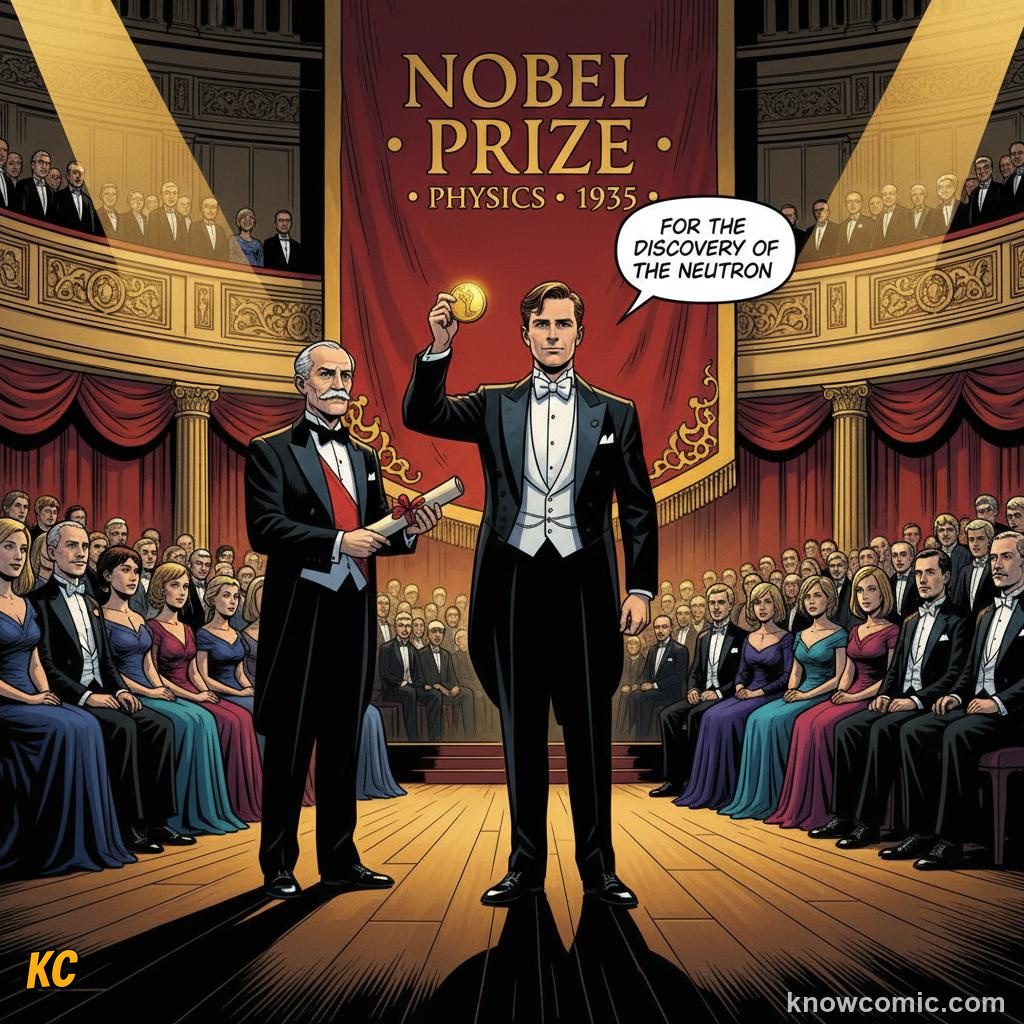 HOW CHADWICK CAUGHT THE INVISIBLE PARTICLE: comic illustration from Topic 06: Neutrons & Isotopes