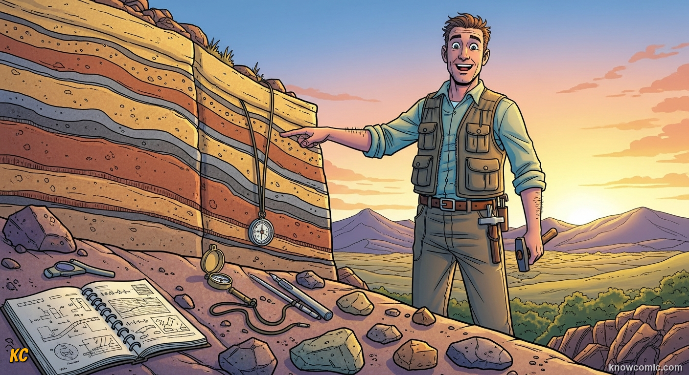 EVIDENCE, comic scene of fossil evidence