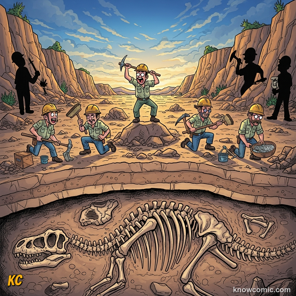 FOSSILS, comic scene of fossil gap
