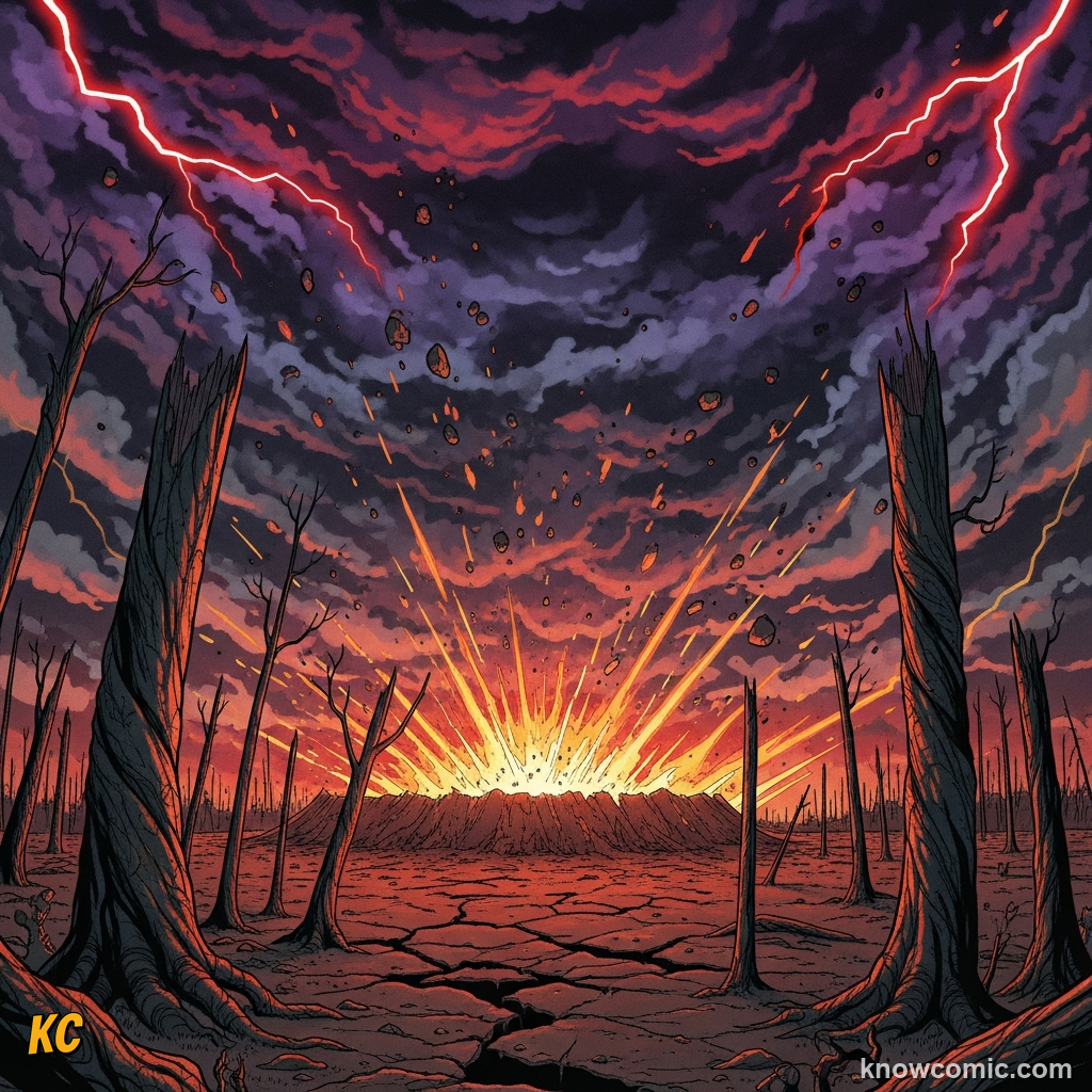 THE ASTEROID THAT CHANGED EVERYTHING, comic scene of impact winter