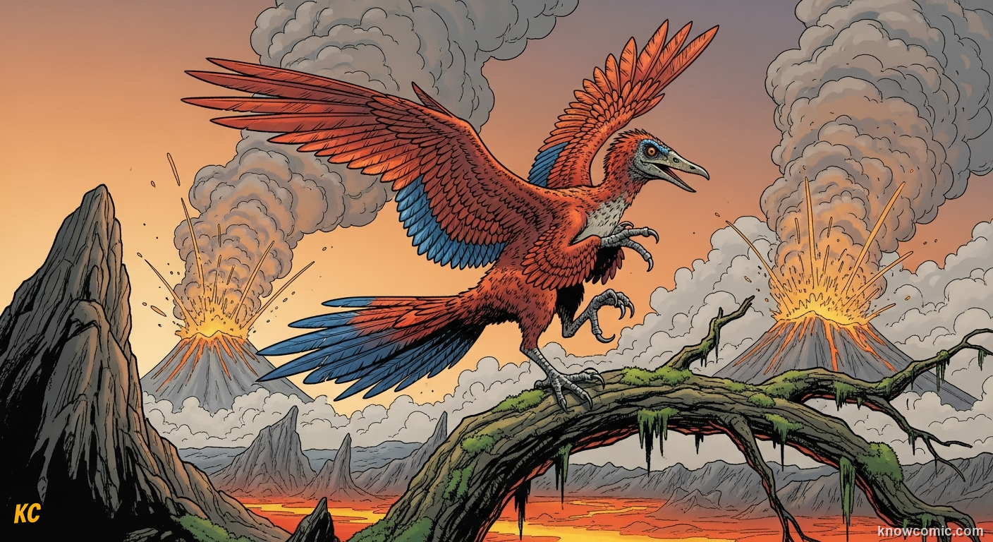 TINY UNDERDOGS, BIG FUTURE, comic scene of feathered survivors