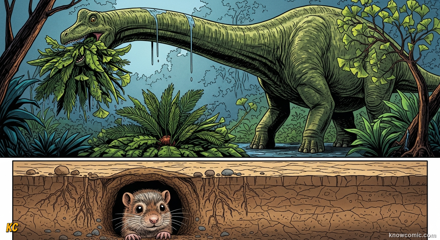 WHO MADE IT THROUGH?, comic scene of survival traits
