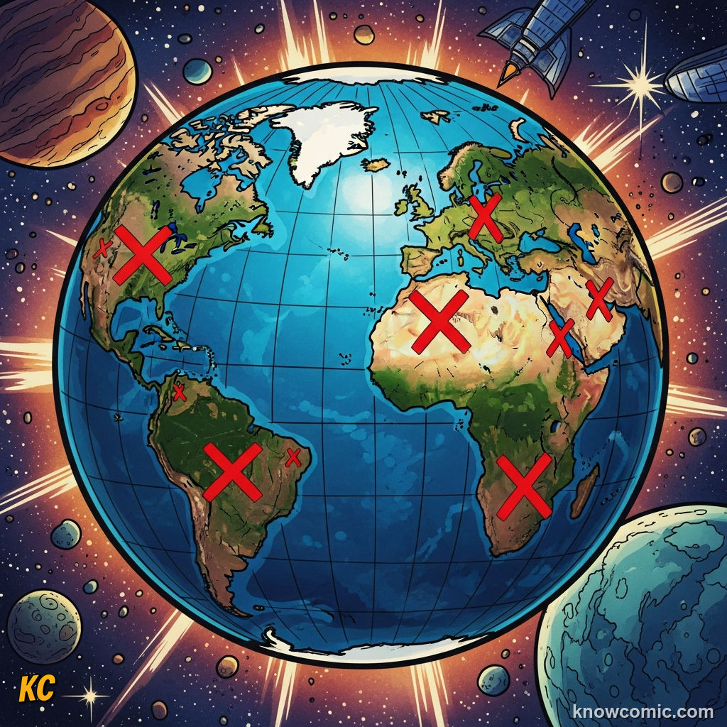 FIVE TIMES THE WORLD RESET, comic scene of extinction scale