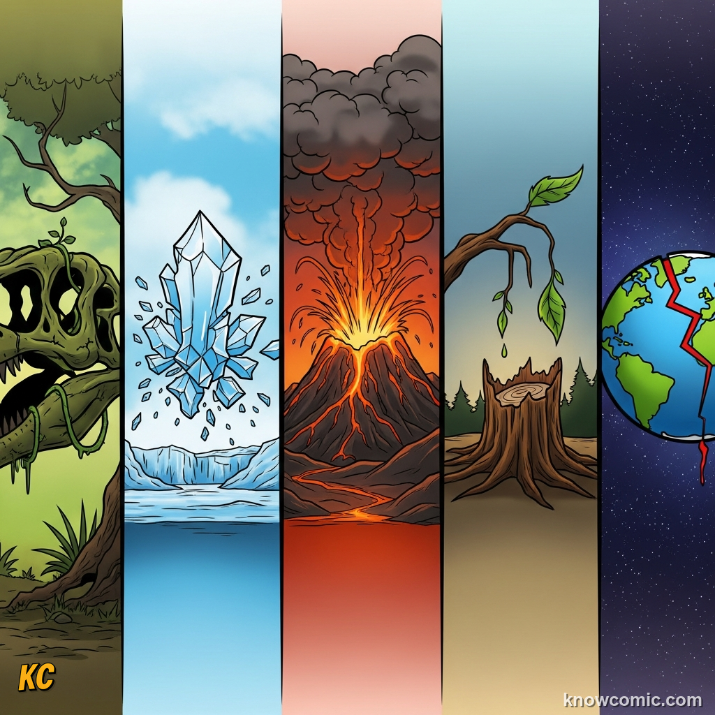 THE SIXTH MASS EXTINCTION?, comic scene of extinctions recap
