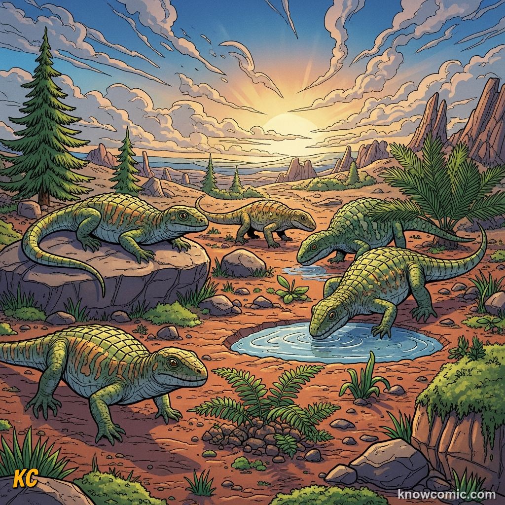 PERMIAN GAP, comic scene of post permian rise