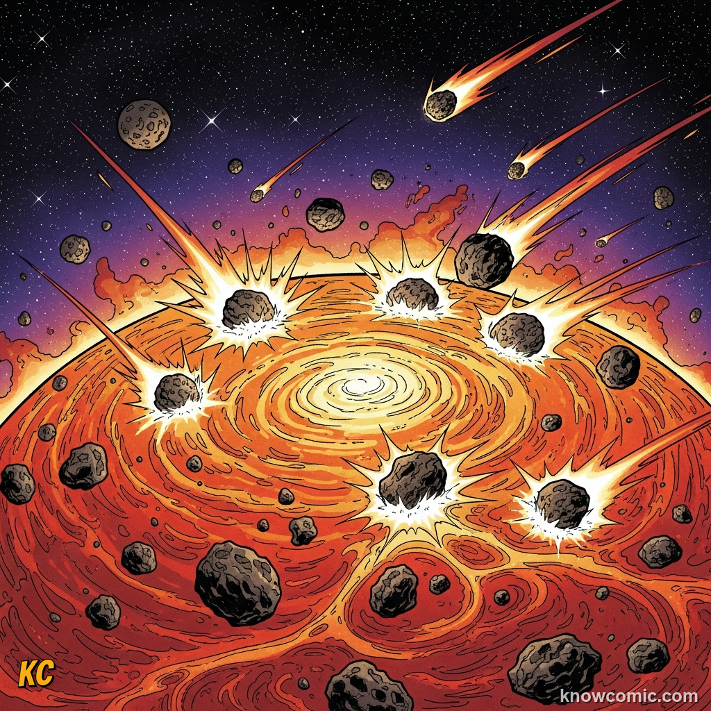 ONE DAY = ALL OF EARTH HISTORY, comic scene of earth formation