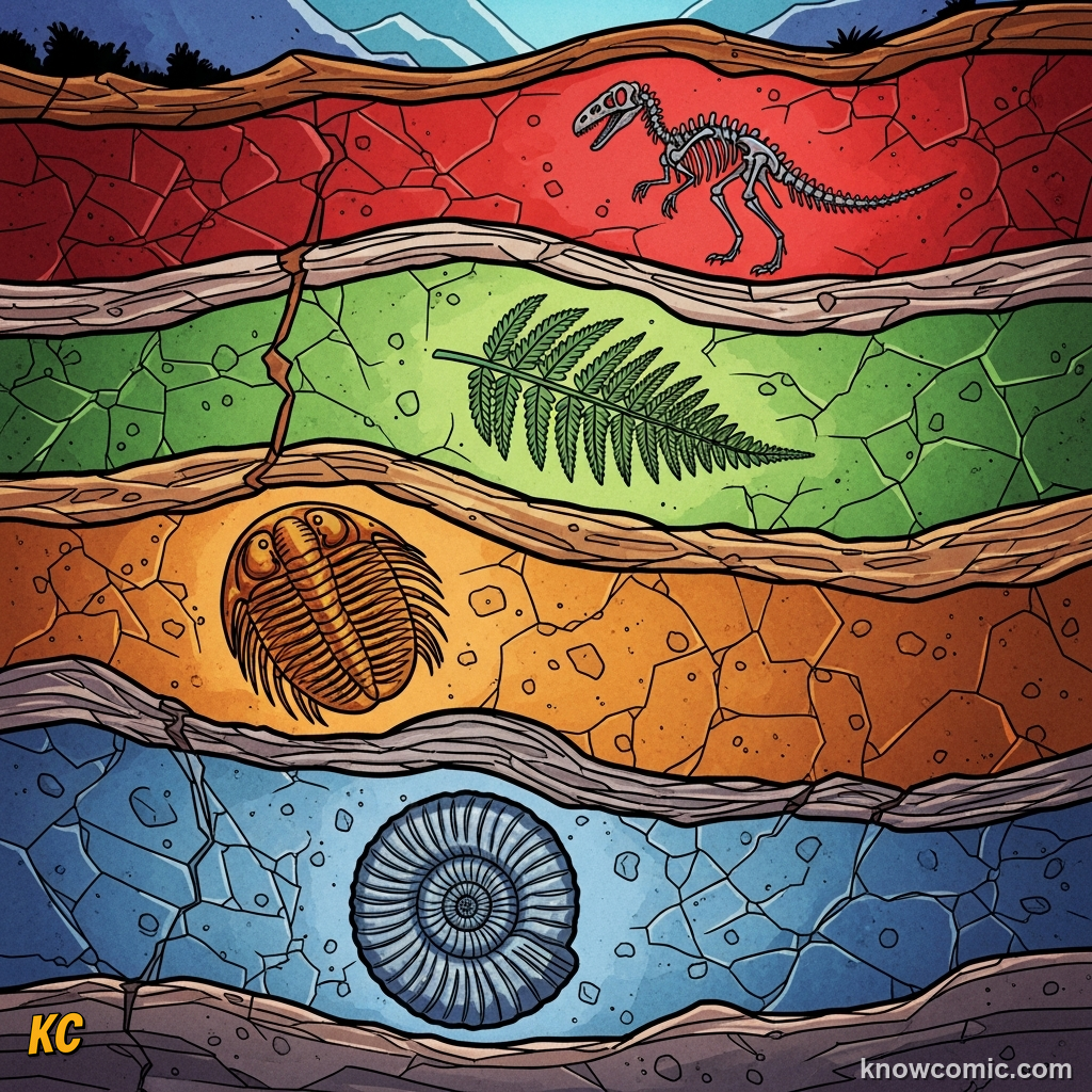 FOSSIL, comic scene of fossil calendar