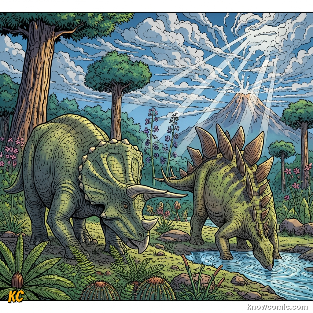 ANCESTORS OF ALL DINOS, comic scene of ornithischian branch