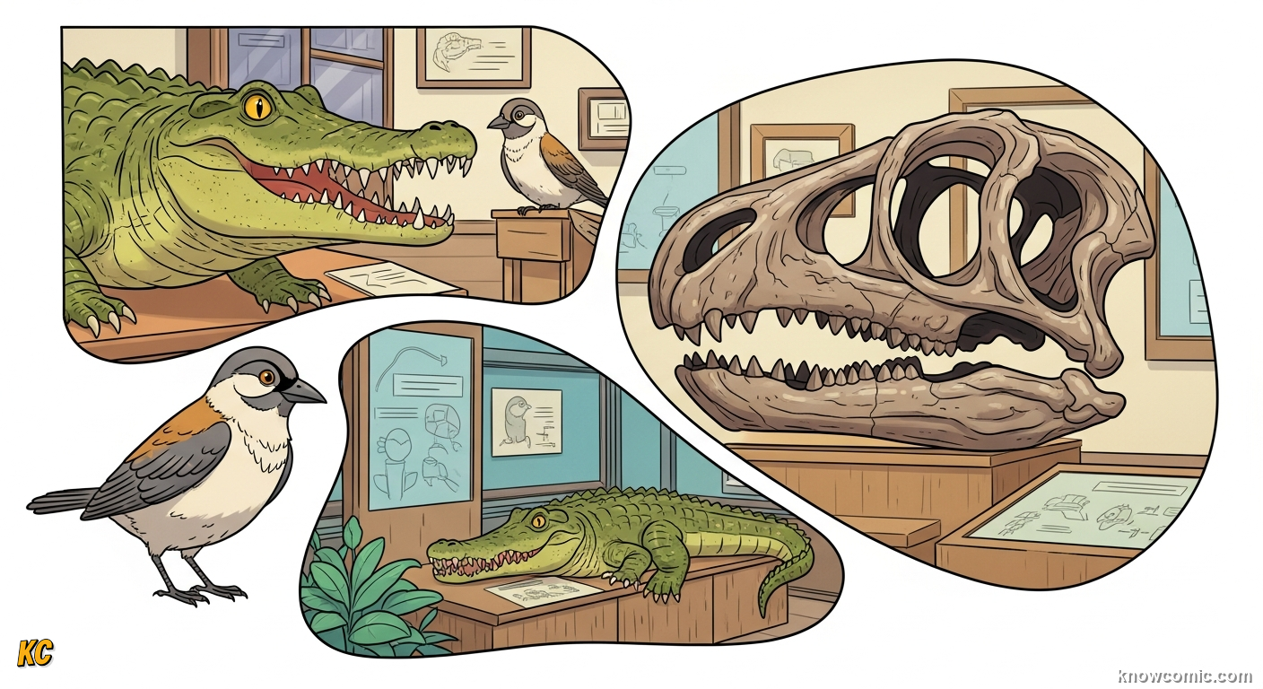 DINOSAURIA IS BORN, comic scene of archosaur legacy