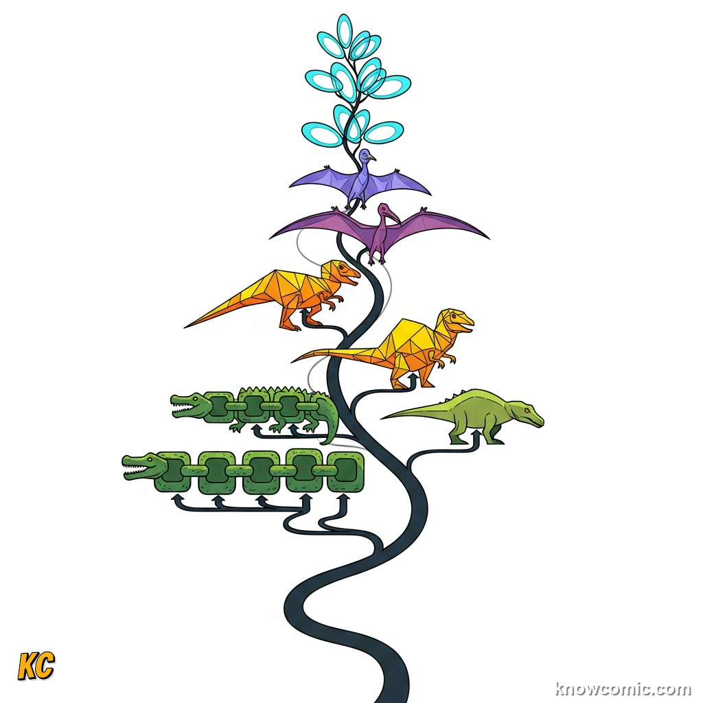 ARCHOSAURS NEVER LEFT, comic scene of archosaur recap
