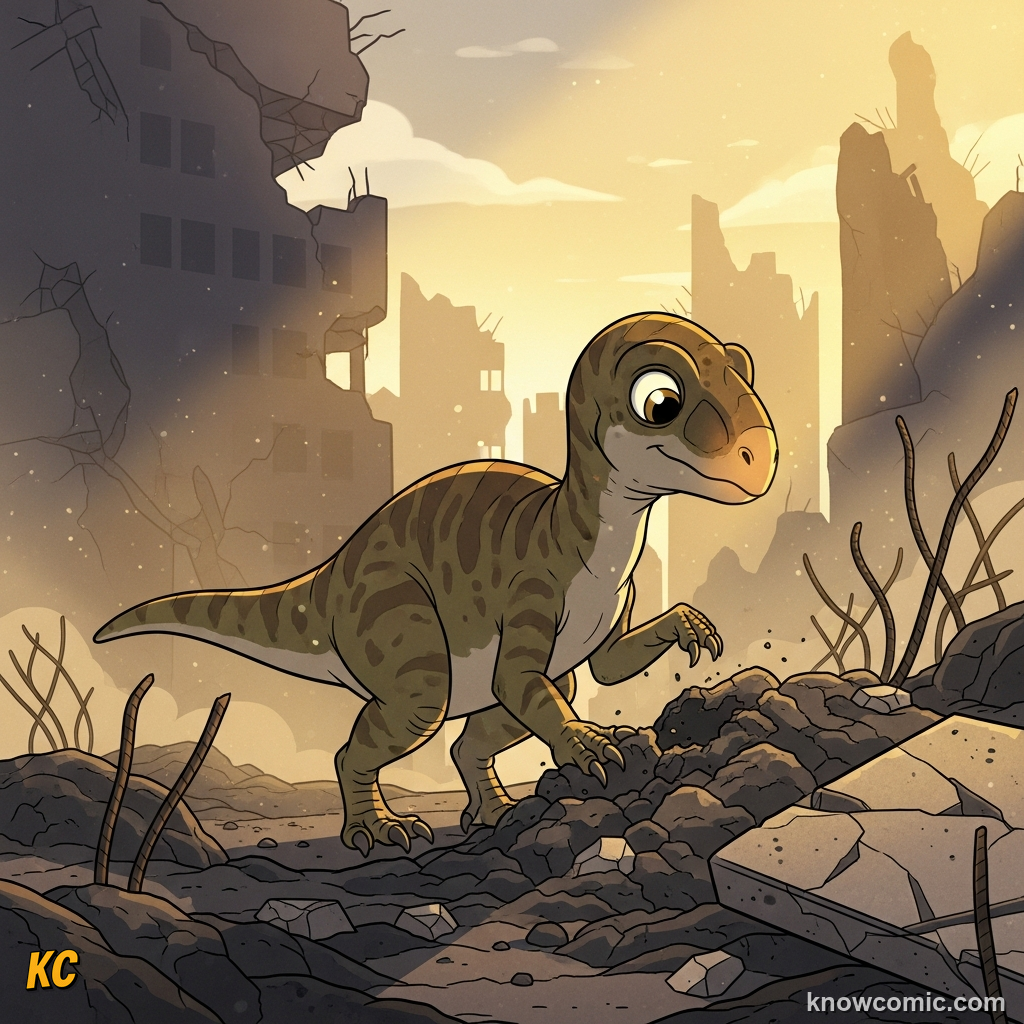 LUCKY FEW, comic scene of archosaur survivors