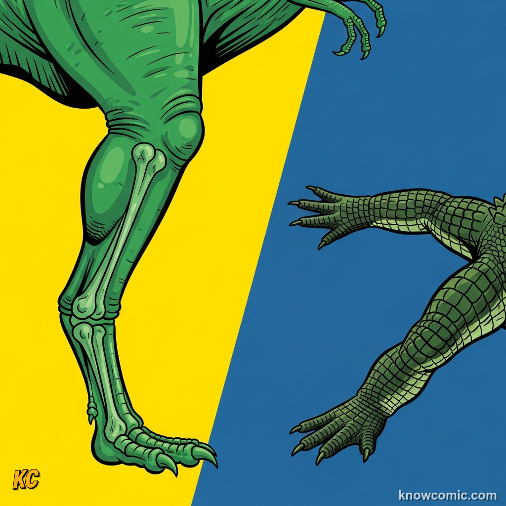 DINOSAURIA IS BORN, comic scene of upright stance