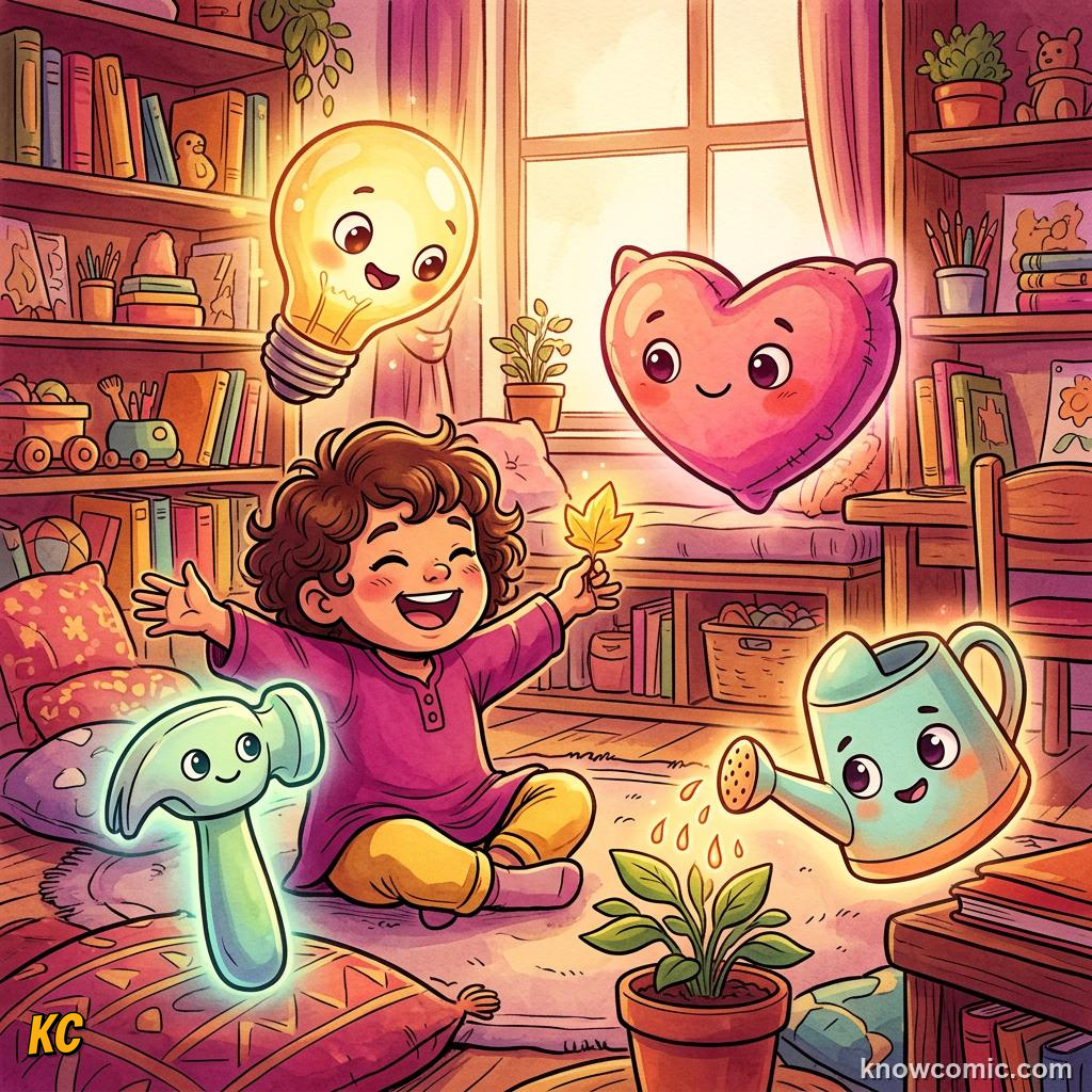 Illustration showing joy emotion with bright colors