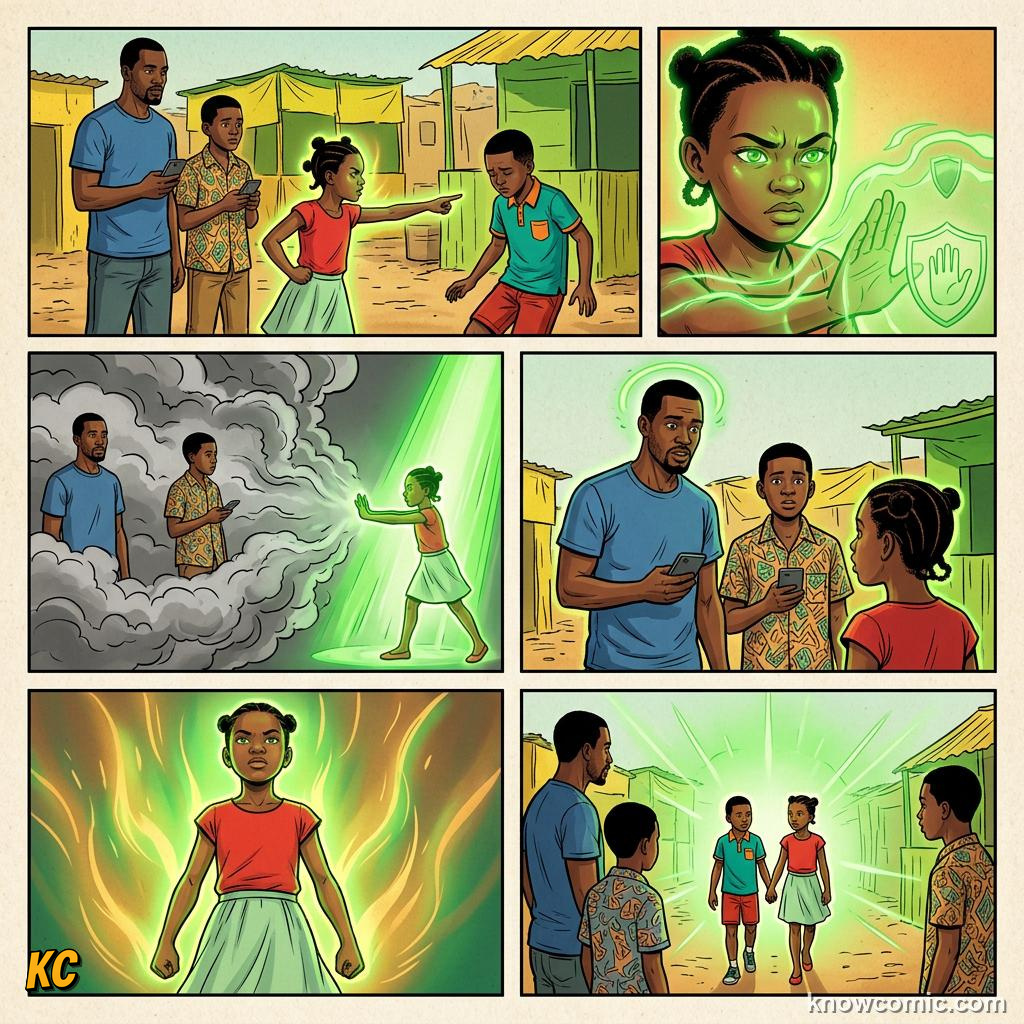 Comic panel about disgust and protection: Cruelty, educational kids illustration