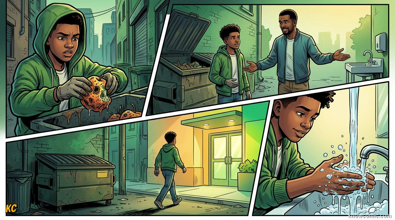 Comic panel about disgust and protection: When Behavior Feels Wrong, Wise Boundaries, educational kids illustration