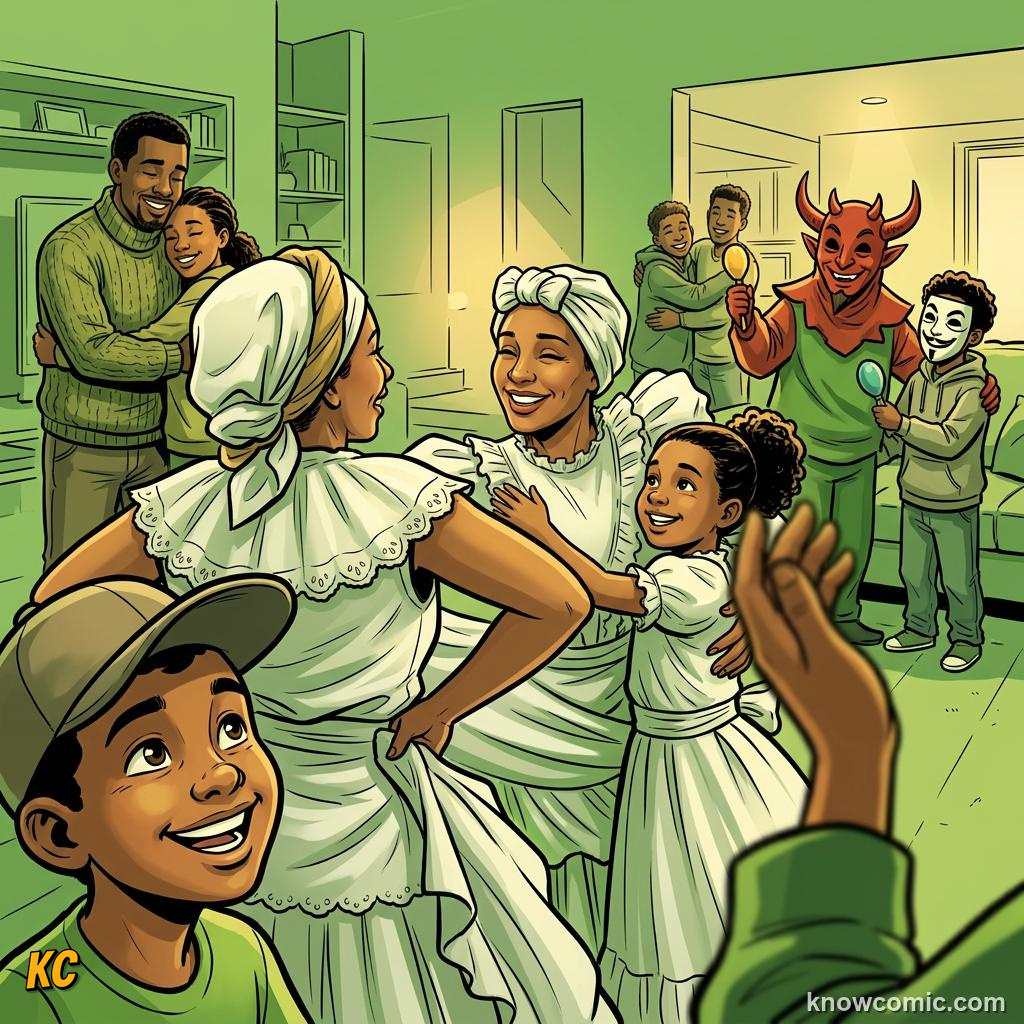 Comic panel about love and connection: Love Is A Family Of Feelings, educational kids illustration