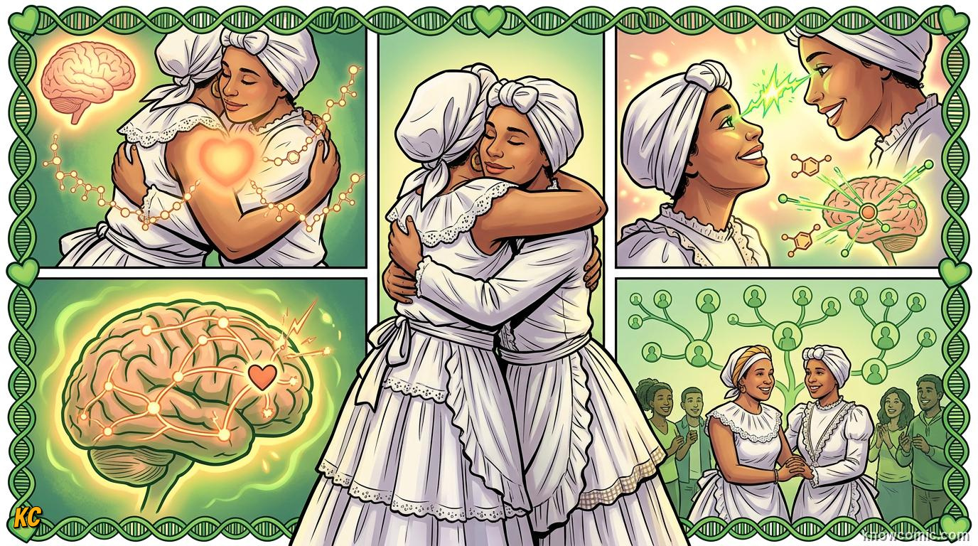 Comic panel about love and connection: Inside The Bond, educational kids illustration