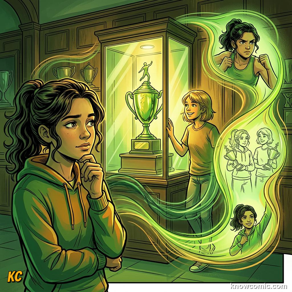 Comic panel about jealousy and desire: Same Family, Different Focus, Envy, educational kids illustration