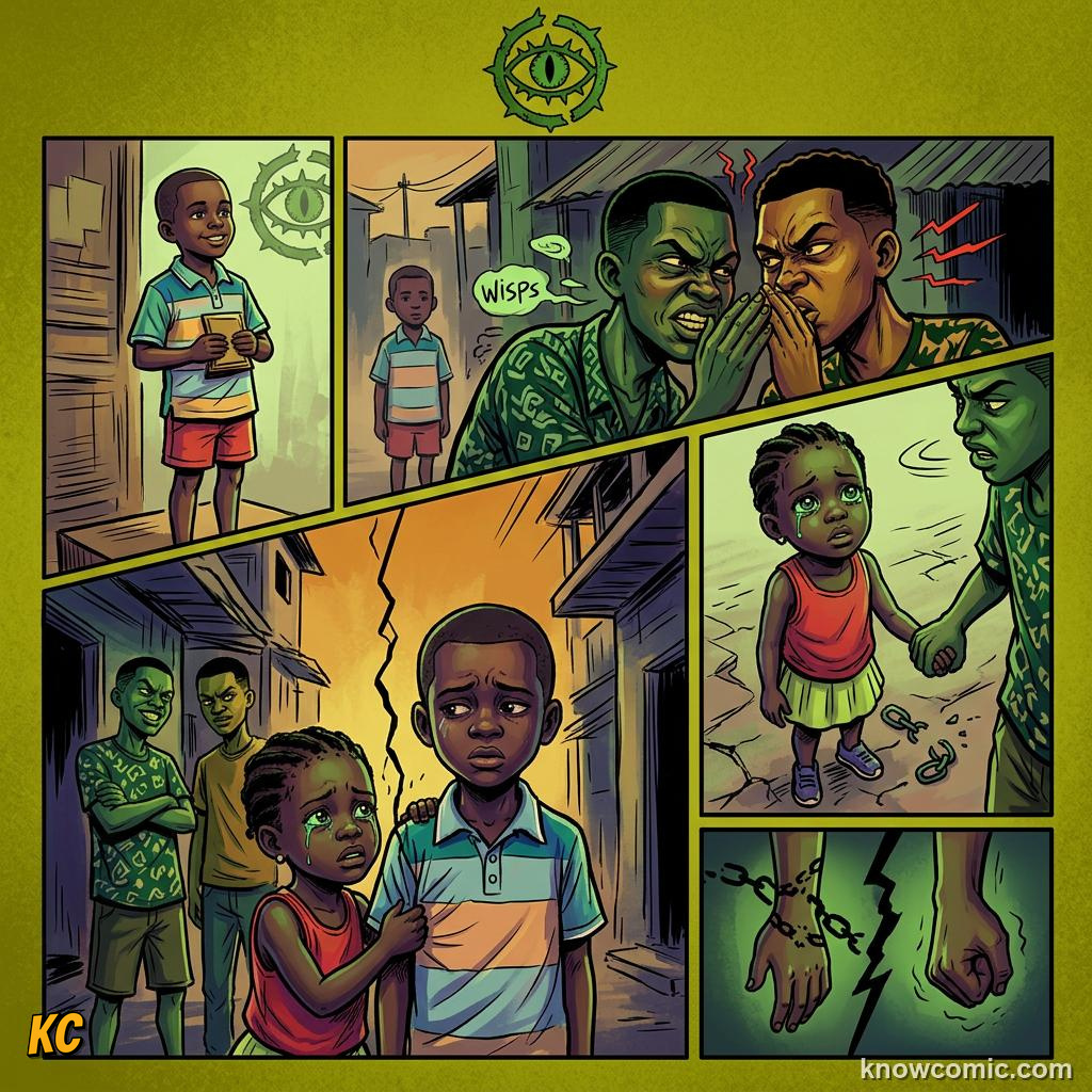 Comic panel about jealousy and desire: Gossip, educational kids illustration