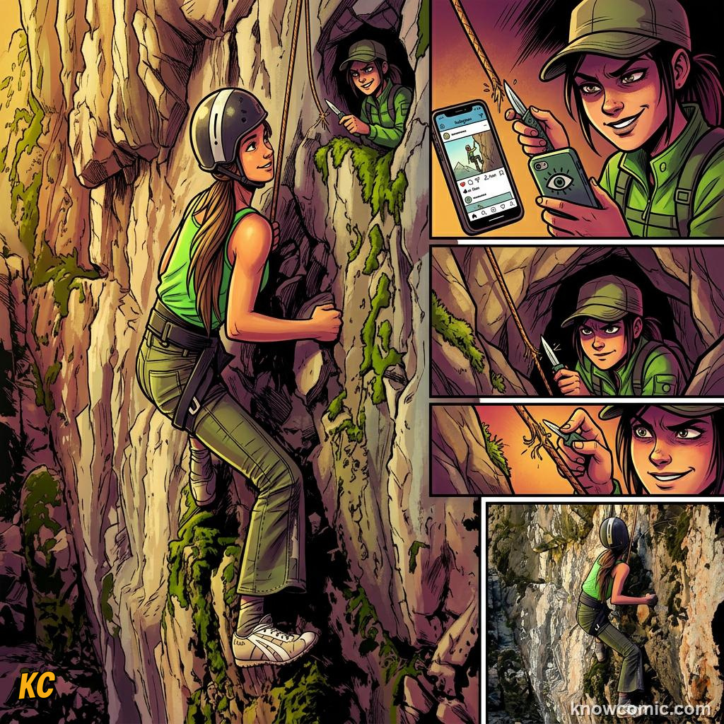 Comic panel about jealousy and desire: Sabotage, educational kids illustration