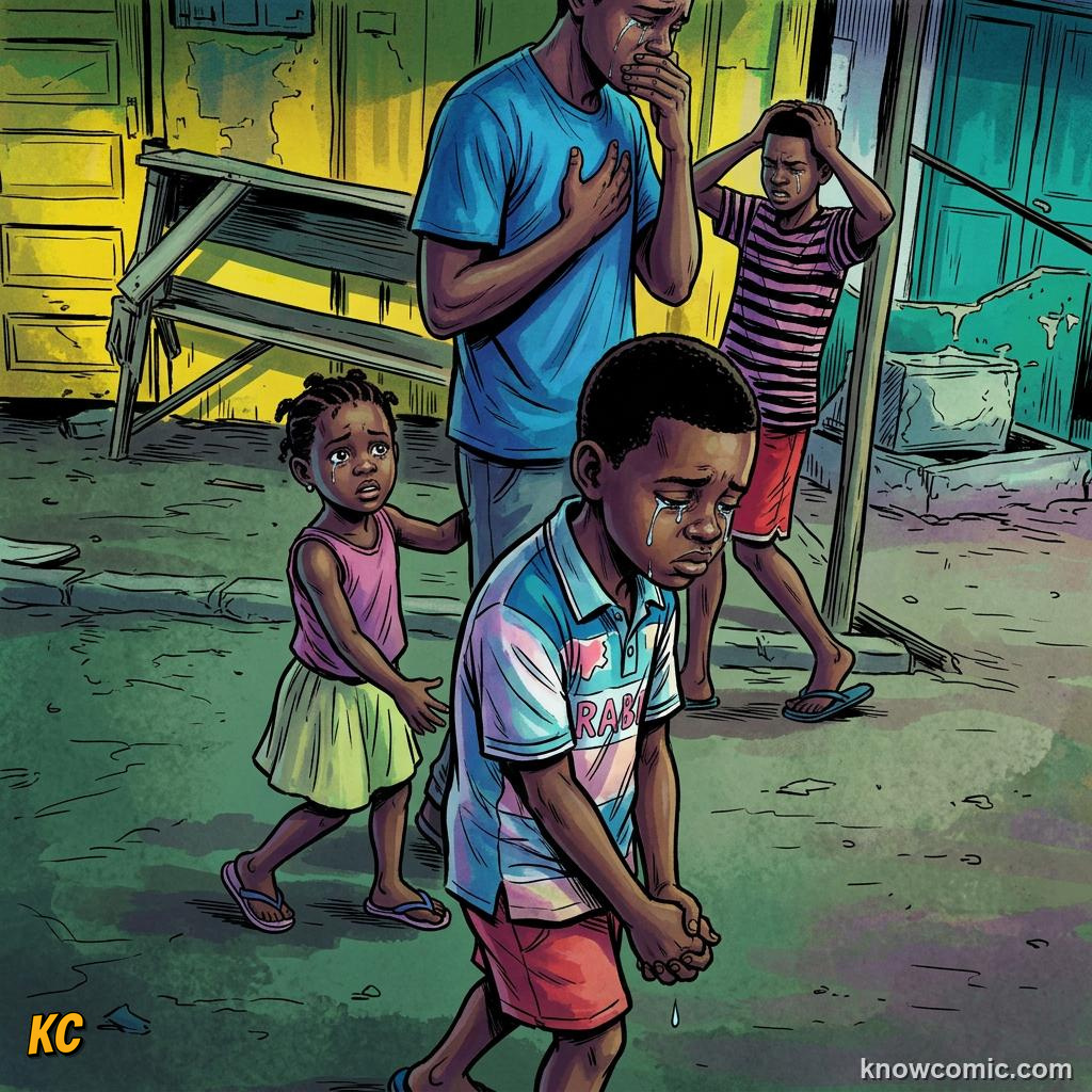 Comic panel about guilt and responsibility: Responsibility Sets You Free, No Excuses, educational kids illustration
