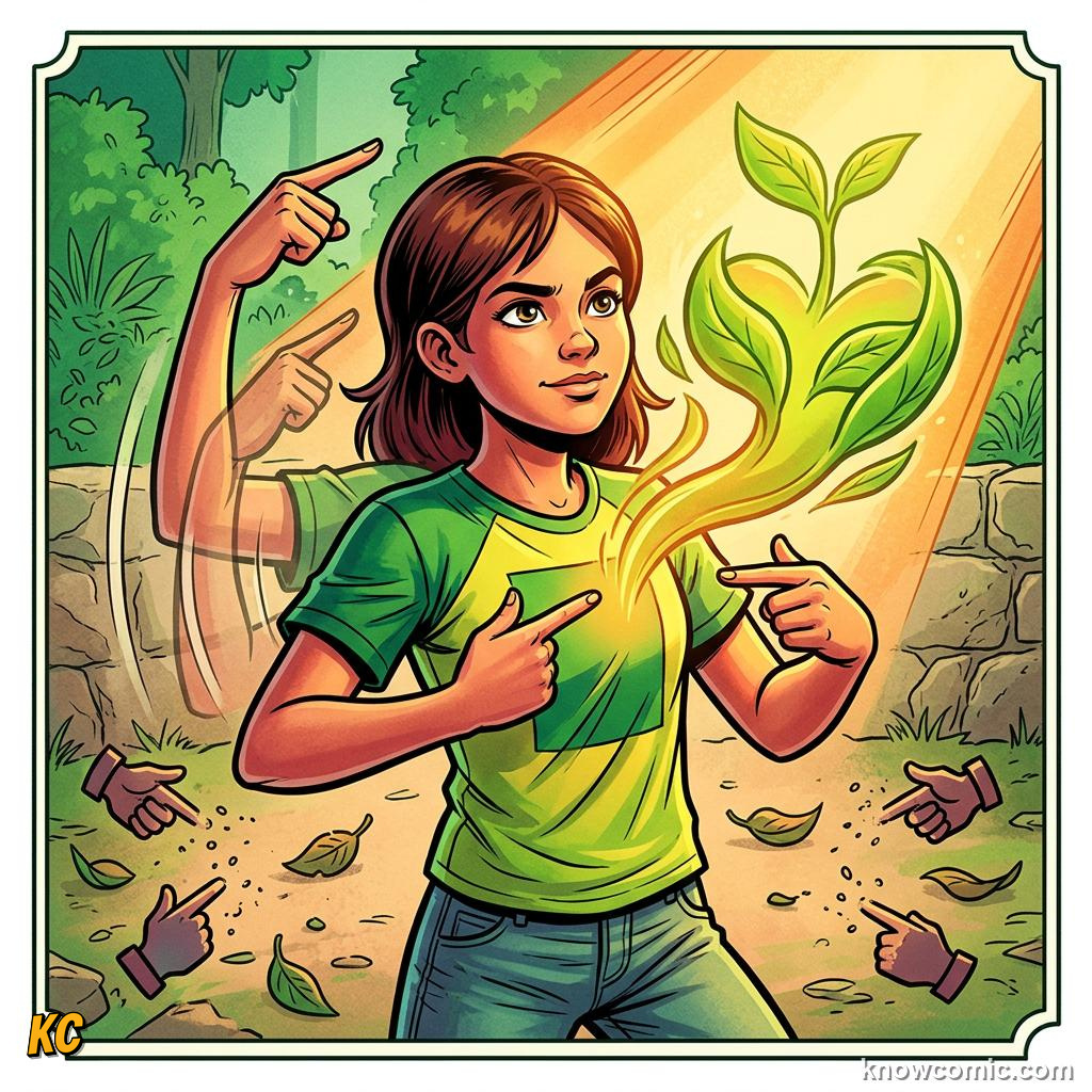 Comic panel about guilt and responsibility: Responsibility Sets You Free, See Clearly, educational kids illustration