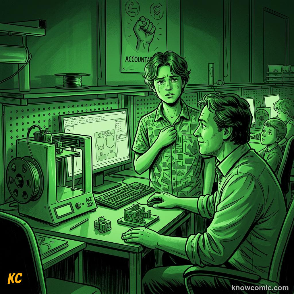 Comic panel about guilt and responsibility: Respect, educational kids illustration