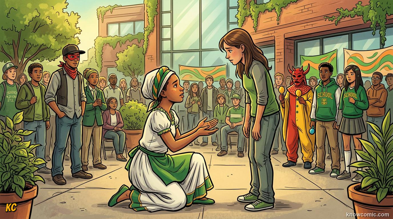 Comic panel about guilt and responsibility: Fix What You Can, educational kids illustration