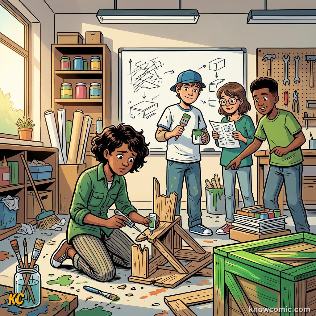 Comic panel about guilt and responsibility: Guilt Focuses On Behavior, Shame, educational kids illustration