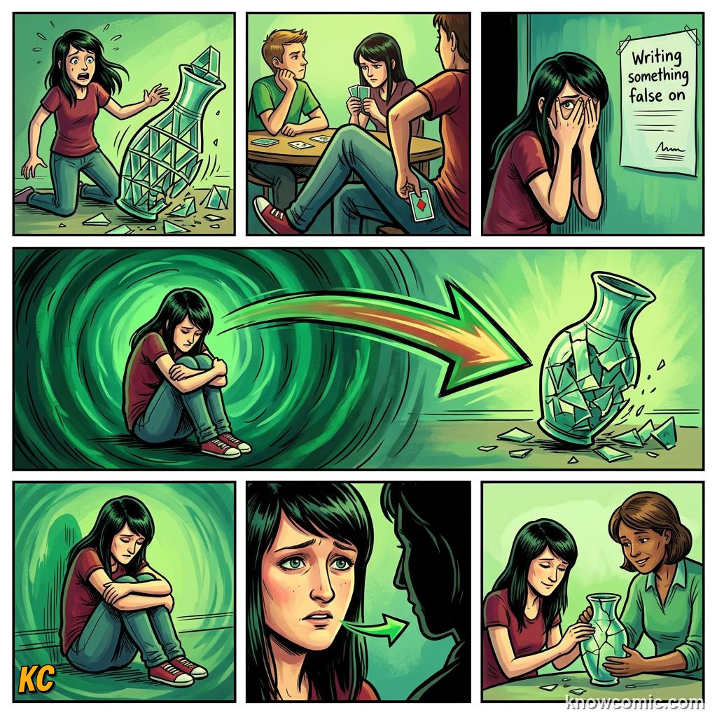 Comic panel about shame versus guilt: Guilt And Shame Are Cousins, Guilt Voice, educational kids illustration