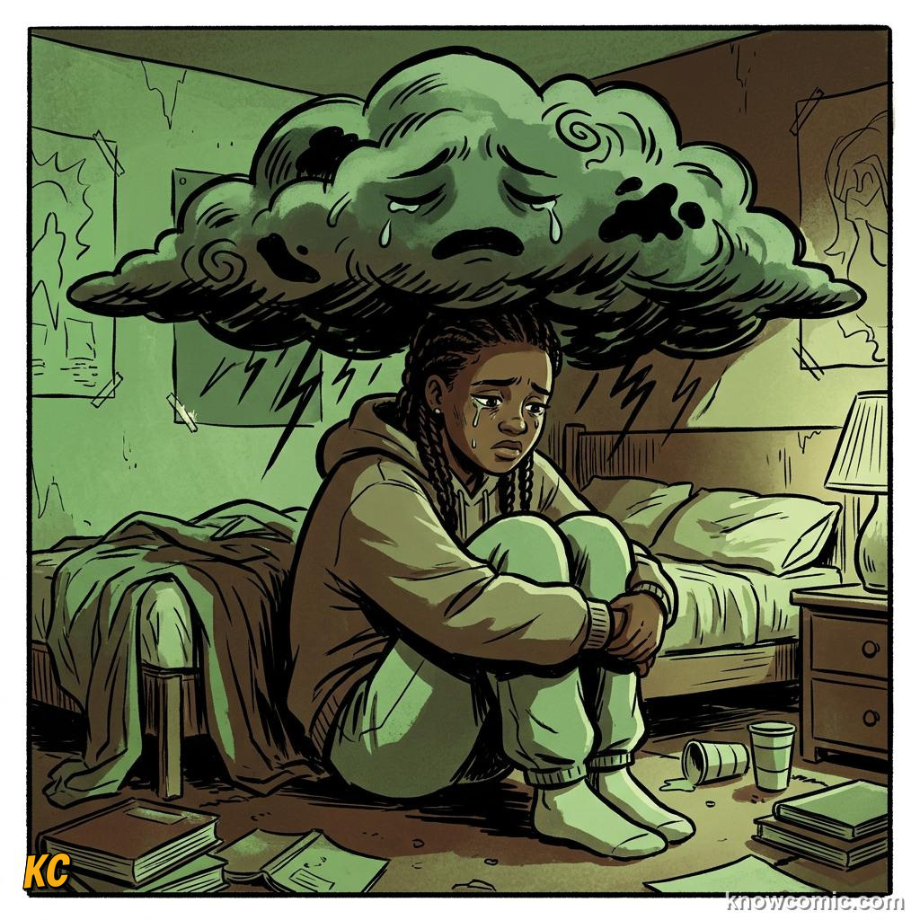 Comic panel about shame versus guilt: Shame Voice, educational kids illustration