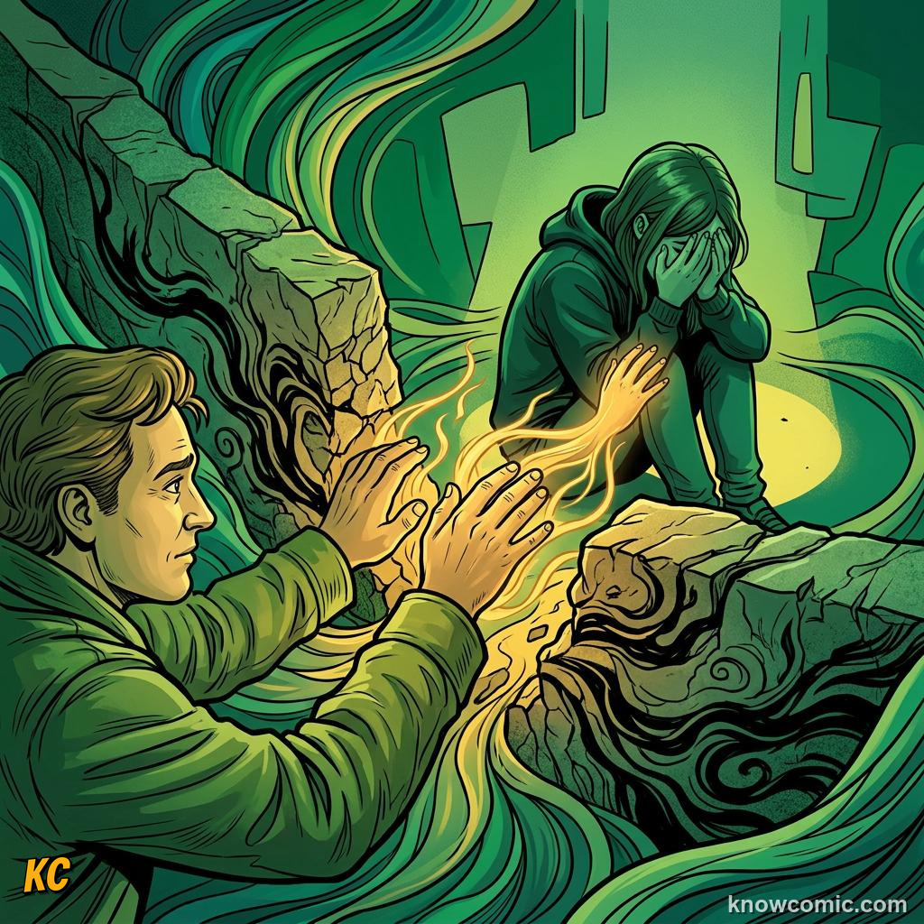Comic panel about shame versus guilt: Whole Self, educational kids illustration