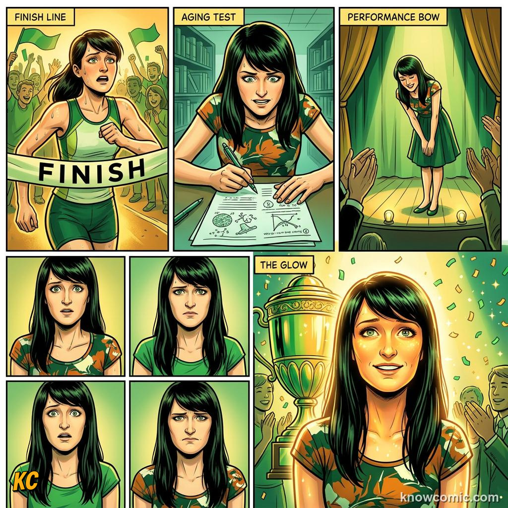 Comic panel about pride and achievement: Team Win, educational kids illustration