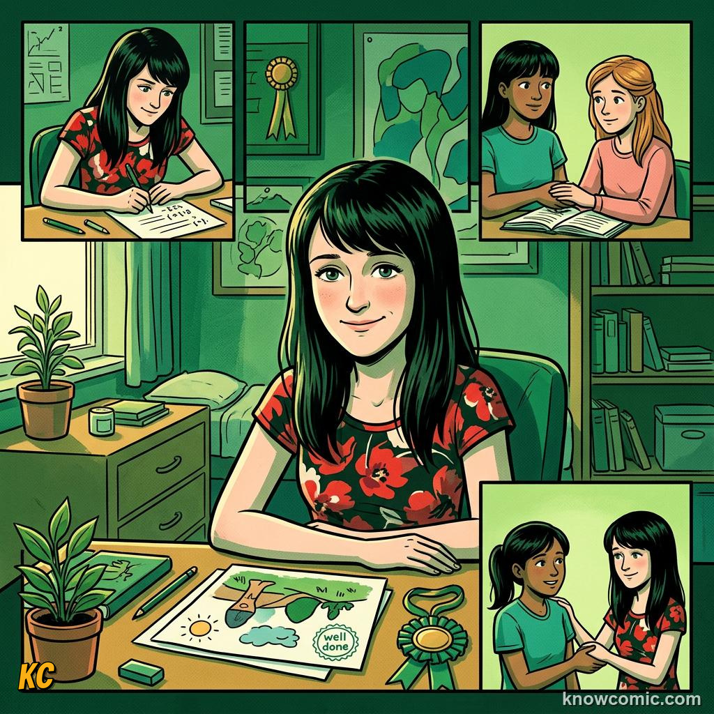 Comic panel about pride and achievement: Pride Can Lift Or Blind, Authentic, educational kids illustration