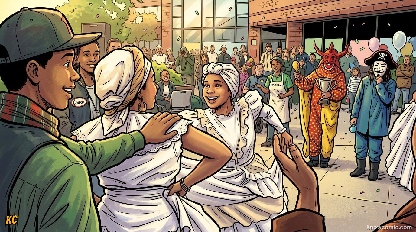 Comic panel about pride and achievement: Belonging Glow, educational kids illustration