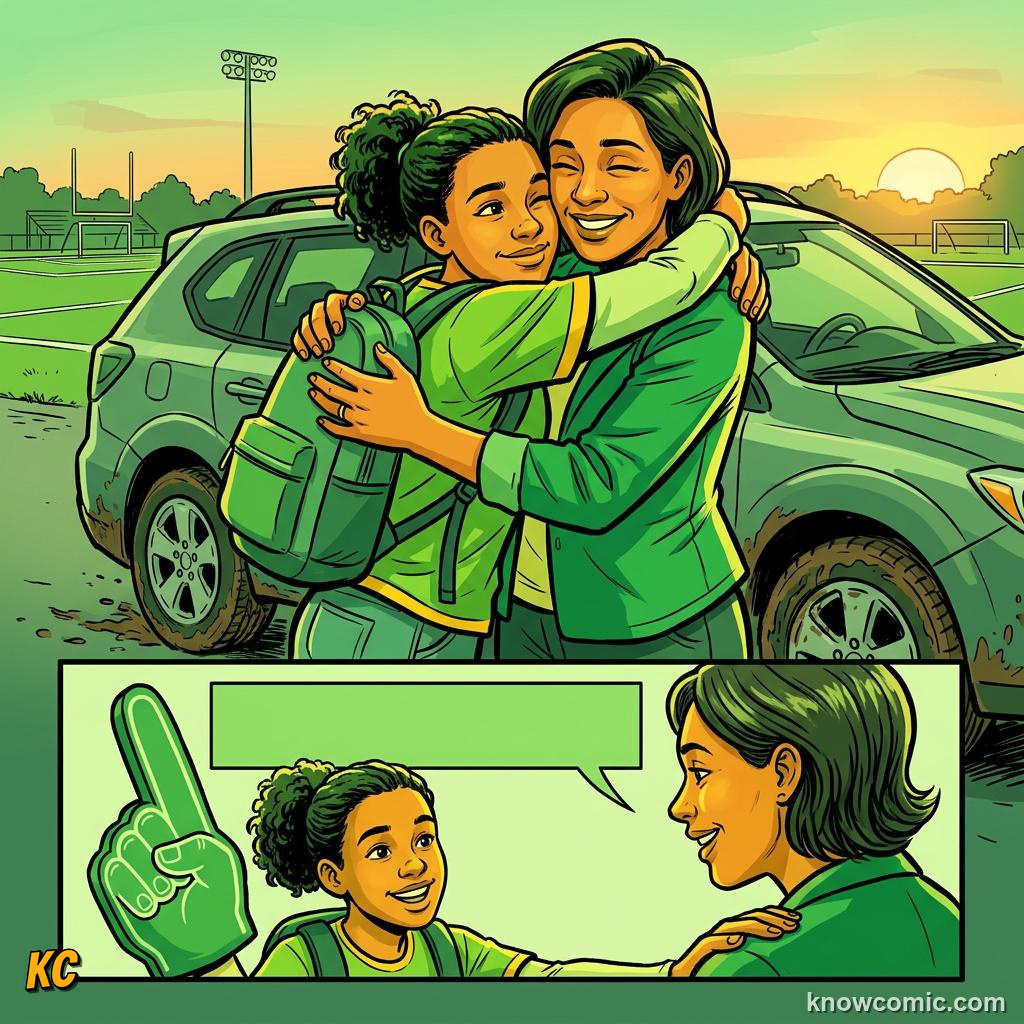Comic panel about pride and achievement: Respect, educational kids illustration