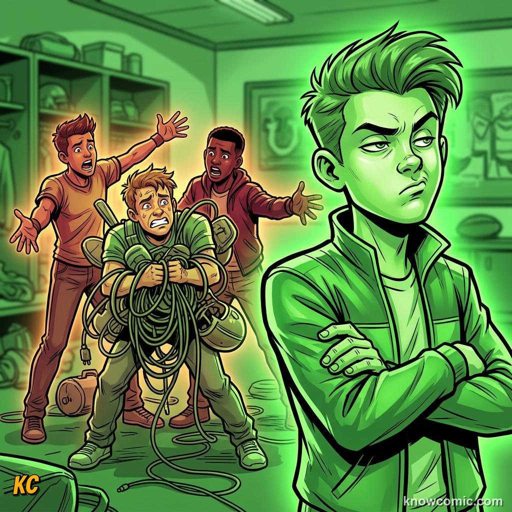 Comic panel about pride and achievement: Hubris Ignores Others, Keep Learning, educational kids illustration