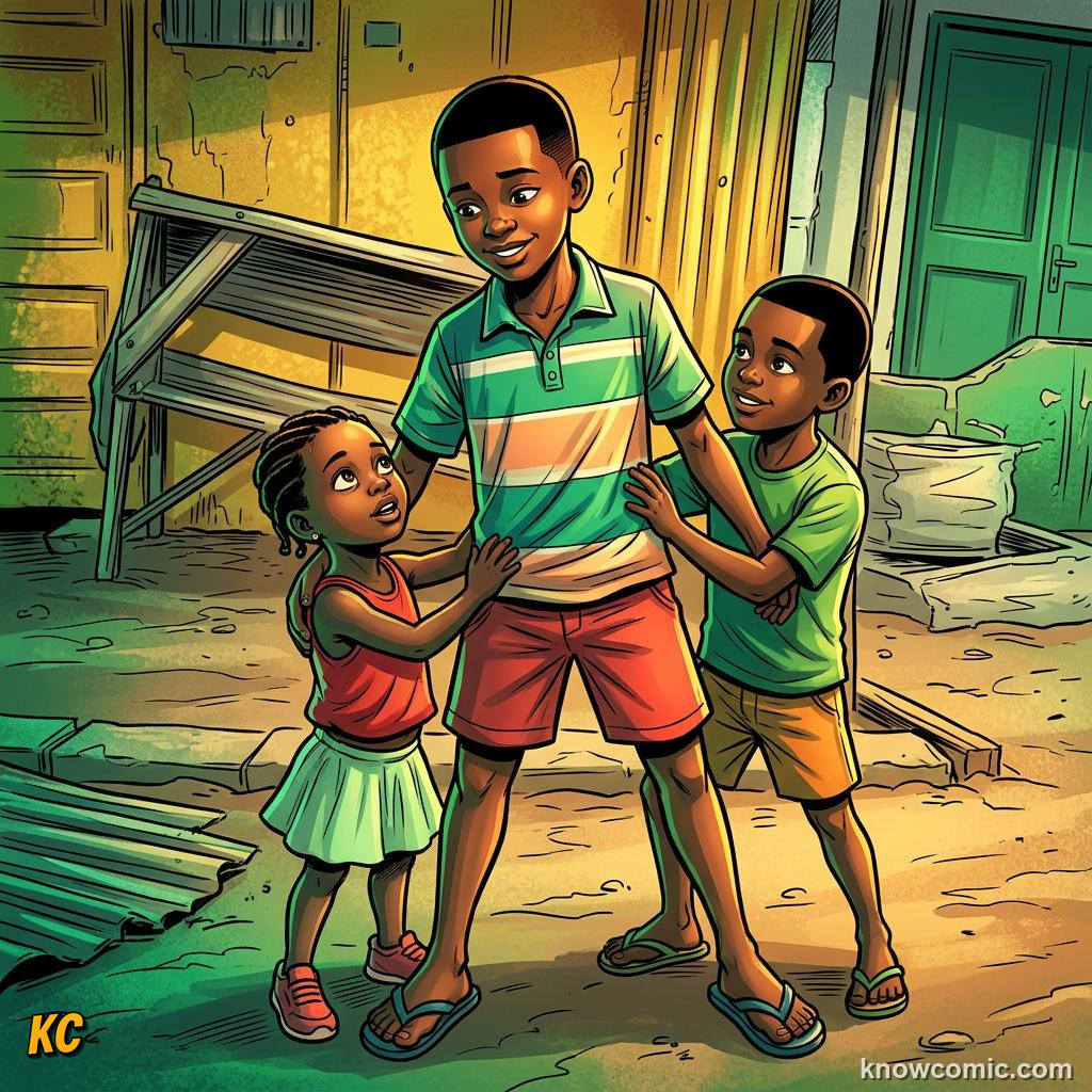 Comic panel about pride and achievement: Fair Play, educational kids illustration