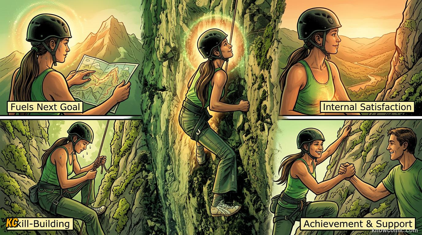 Comic panel about pride and achievement: Confident Heart, educational kids illustration