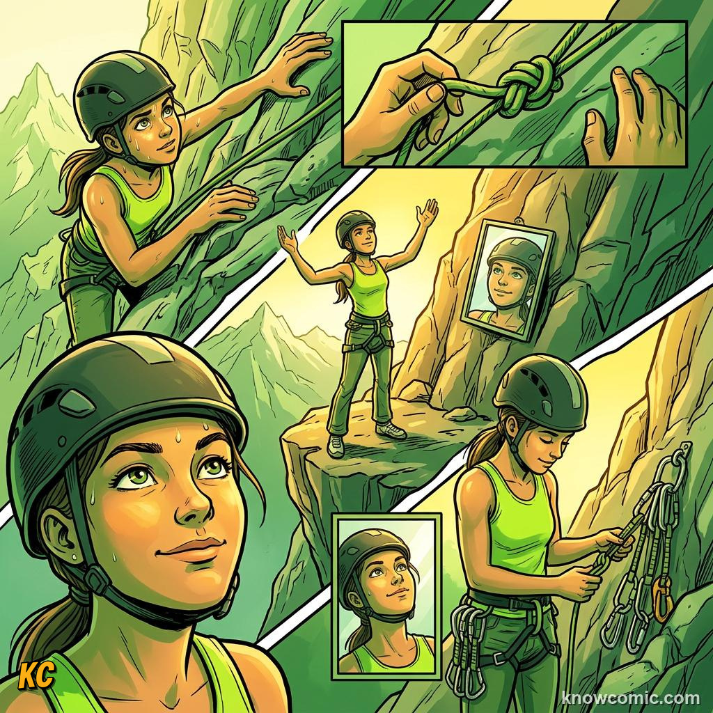 Comic panel about pride and achievement: Celebrate And Stay Kind, When Balanced, educational kids illustration