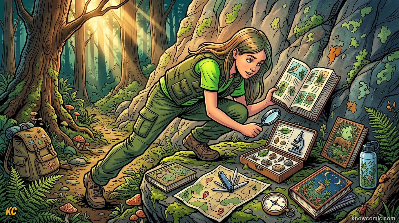 Comic panel about interest and curiosity: Reframe It, educational kids illustration