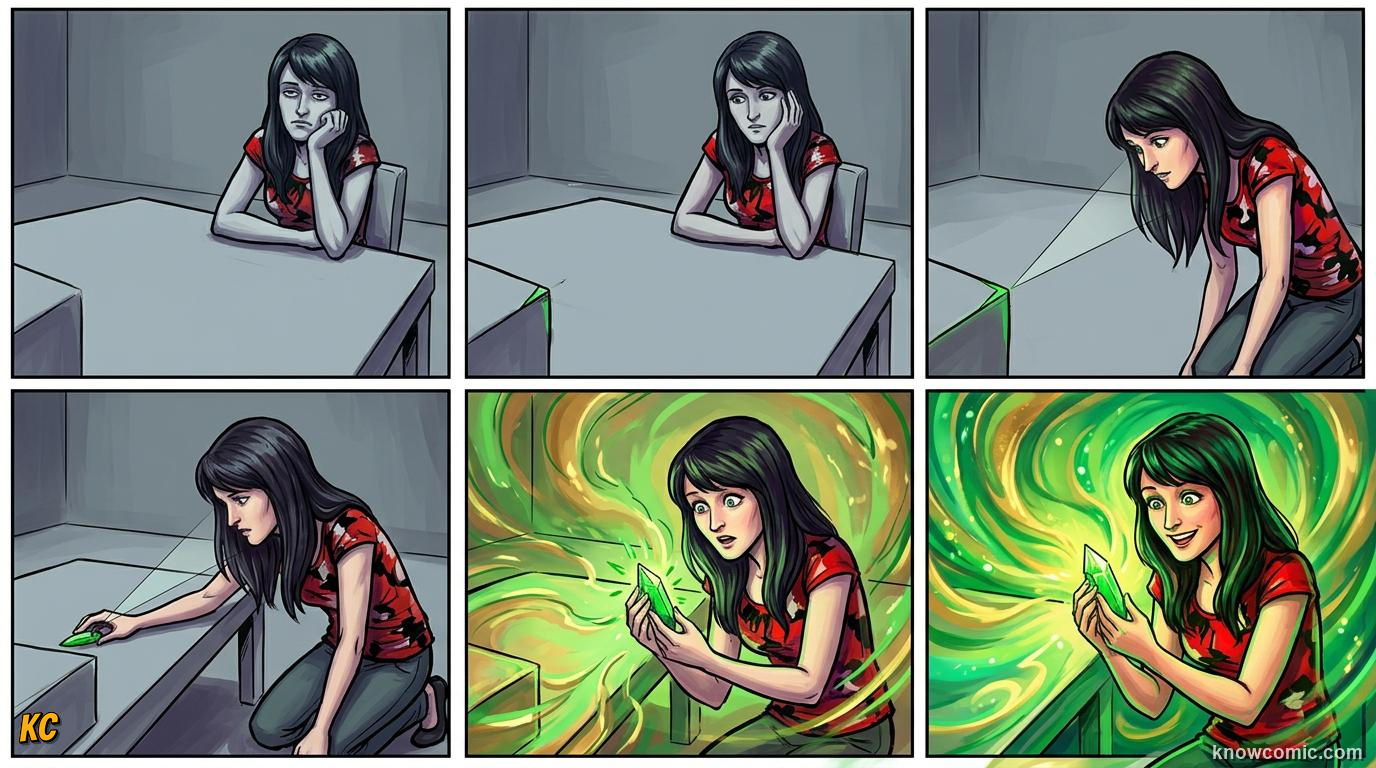 Comic panel about interest and curiosity: Interest Can Be Chosen, People Too, educational kids illustration