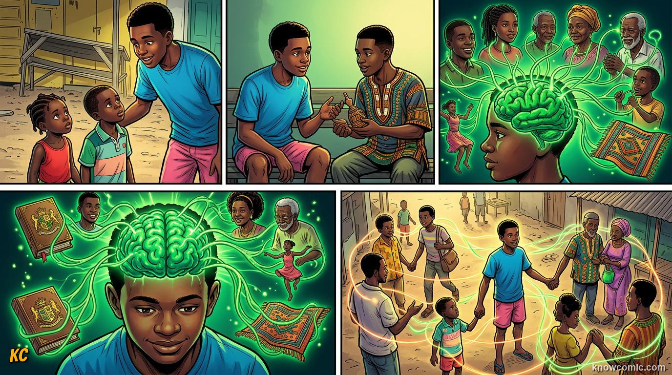 Comic panel about interest and curiosity: Lifelong Learner, educational kids illustration