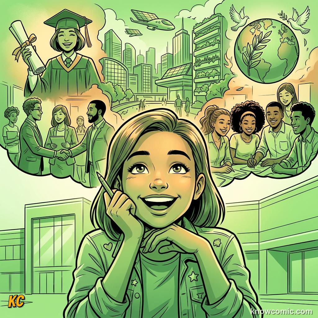 Comic panel about anticipation and hope: Believe, educational kids illustration