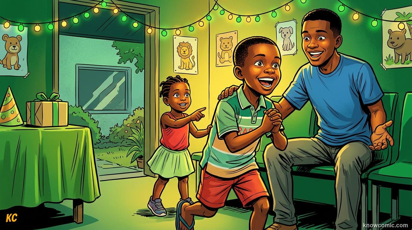 Comic panel about anticipation and hope: Two Futures, educational kids illustration