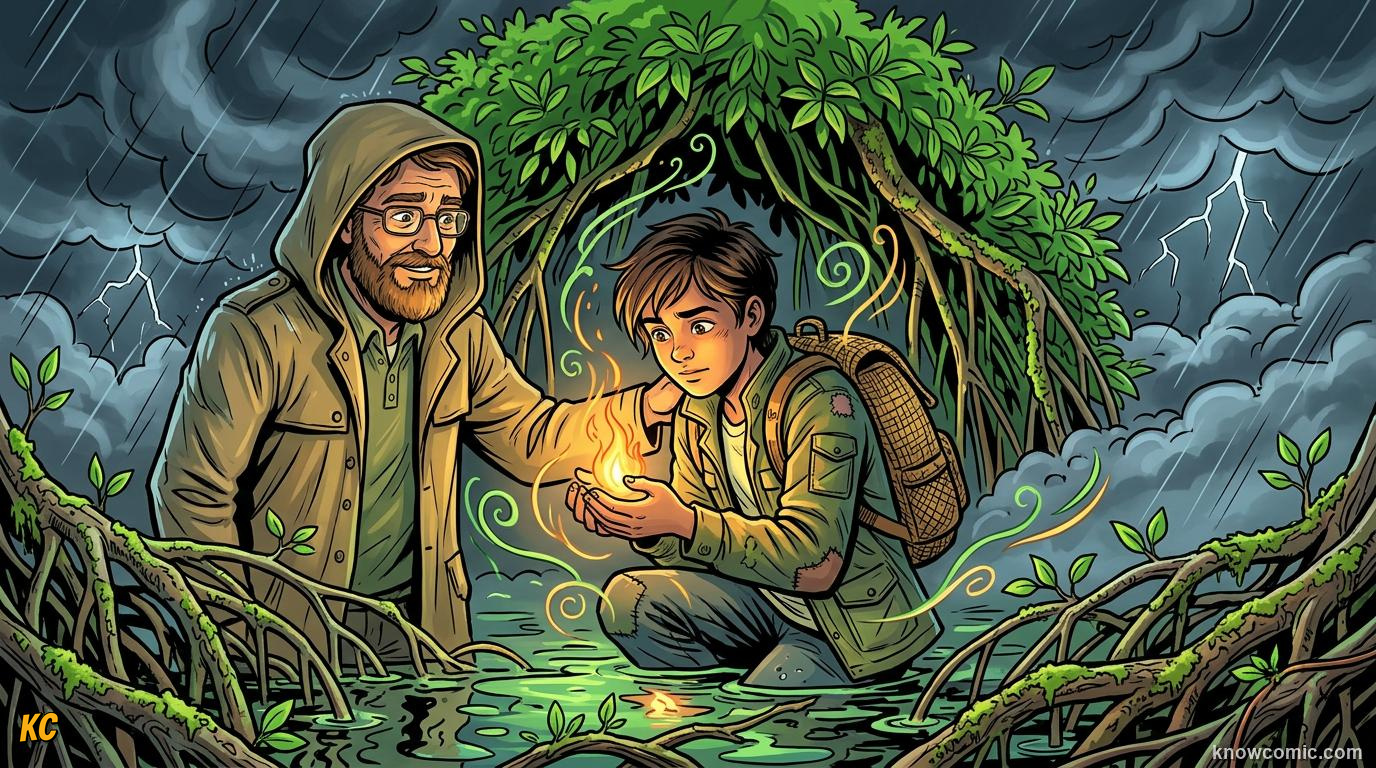 Comic panel about anticipation and hope: Same Brain, Different Direction, Small Lights, educational kids illustration