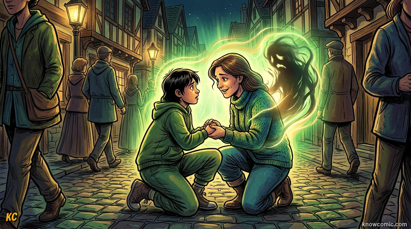 Comic panel about fear and safety: Listen First, educational kids illustration